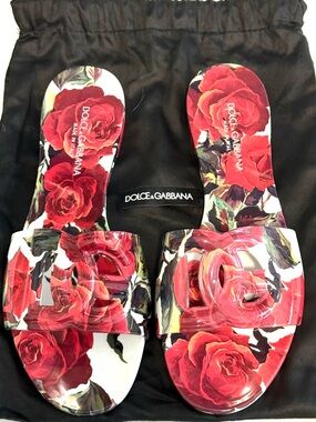 Dolce & Gabbana Rose Print Slides Sandals Size 39 Never Worn